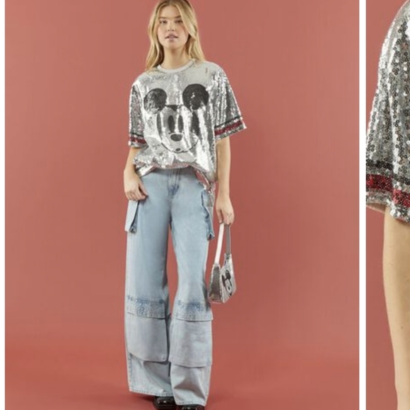 NWT Forever 21 x Disney collection Mickey Mouse Sequin Tee - Picture 4 of 8